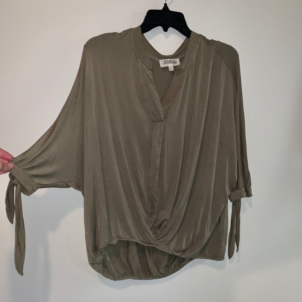 Olive green V-neck